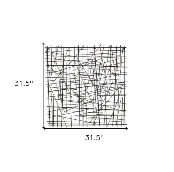 HomeRoots 32" Handcrafted Black Metal Abstract Lines Sculpture - Modern Dimensional Wall Art for Any Space 483328
