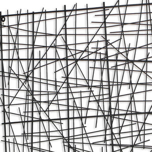 HomeRoots 32" Handcrafted Black Metal Abstract Lines Sculpture - Modern Dimensional Wall Art for Any Space 483328