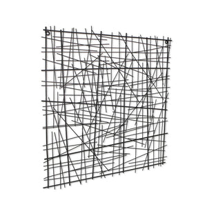 HomeRoots 32" Handcrafted Black Metal Abstract Lines Sculpture - Modern Dimensional Wall Art for Any Space 483328