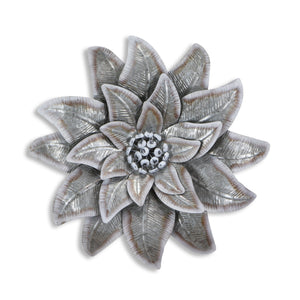 Homeroots 27" X 27" Gray And Off White Galvanized Metal Flower Hanging Dimensional Sculpture  Galvanized Metal 483330