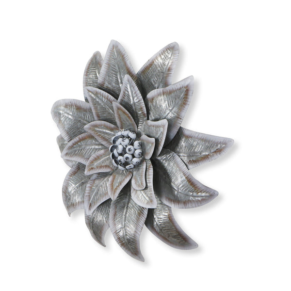 Homeroots 27" X 27" Gray And Off White Galvanized Metal Flower Hanging Dimensional Sculpture  Galvanized Metal 483330