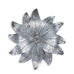 Homeroots 27" X 27" Gray And Off White Galvanized Metal Flower Hanging Dimensional Sculpture  Galvanized Metal 483330