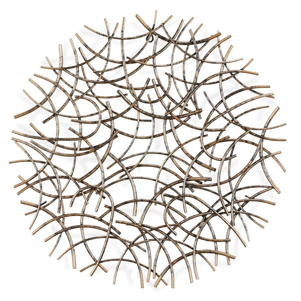 HomeRoots 33" Handcrafted Bronze Metal Abstract Round Sculpture - Unique Dimensional Wall Art for Home Decor 483341