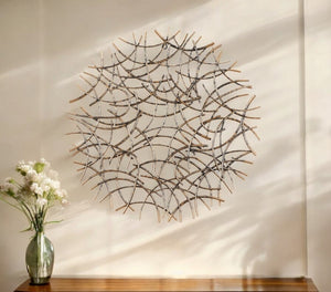 HomeRoots 33" Handcrafted Bronze Metal Abstract Round Sculpture - Unique Dimensional Wall Art for Home Decor 483341