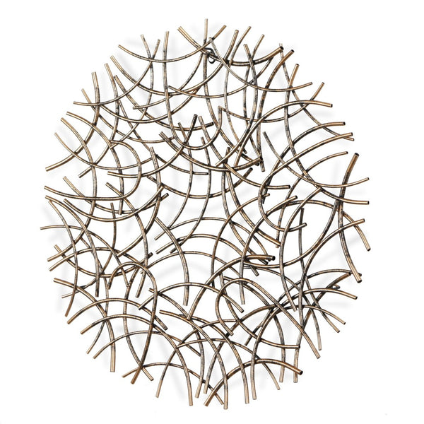 HomeRoots 33" Handcrafted Bronze Metal Abstract Round Sculpture - Unique Dimensional Wall Art for Home Decor 483341
