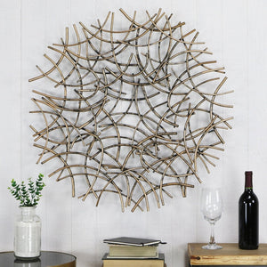 HomeRoots 33" Handcrafted Bronze Metal Abstract Round Sculpture - Unique Dimensional Wall Art for Home Decor 483341