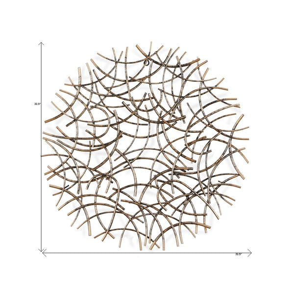 HomeRoots 33" Handcrafted Bronze Metal Abstract Round Sculpture - Unique Dimensional Wall Art for Home Decor 483341
