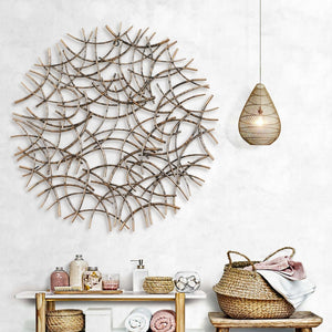 HomeRoots 33" Handcrafted Bronze Metal Abstract Round Sculpture - Unique Dimensional Wall Art for Home Decor 483341