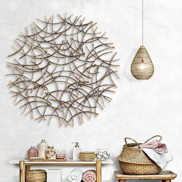 HomeRoots 33" Handcrafted Bronze Metal Abstract Round Sculpture - Unique Dimensional Wall Art for Home Decor 483341