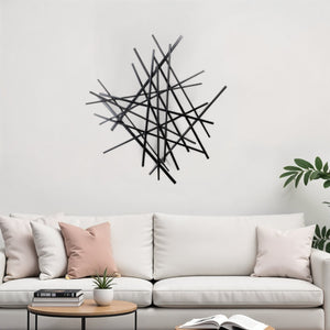 Homeroots 29" Black Metal Abstract Dimensional Sculpture - Unique Handmade Wall Art For Modern Home Decor  Metal 483360