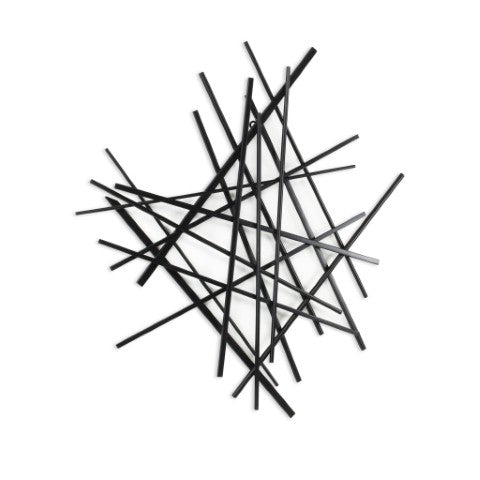 Homeroots 29" Black Metal Abstract Dimensional Sculpture - Unique Handmade Wall Art For Modern Home Decor  Metal 483360