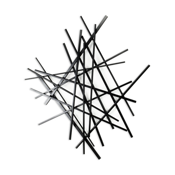 Homeroots 29" Black Metal Abstract Dimensional Sculpture - Unique Handmade Wall Art For Modern Home Decor  Metal 483360