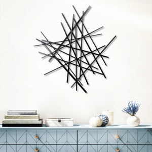 Homeroots 29" Black Metal Abstract Dimensional Sculpture - Unique Handmade Wall Art For Modern Home Decor  Metal 483360