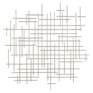 Homeroots 39" X 38" Silver  Metal Abstract Lines Hanging Dimensional Sculpture  Metal 483363