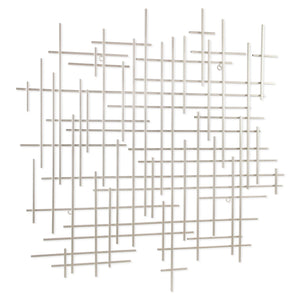 Homeroots 39" X 38" Silver  Metal Abstract Lines Hanging Dimensional Sculpture  Metal 483363
