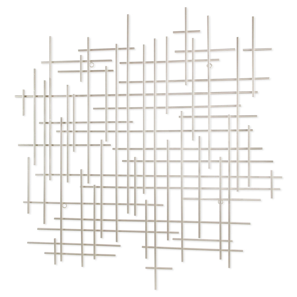 Homeroots 39" X 38" Silver  Metal Abstract Lines Hanging Dimensional Sculpture  Metal 483363