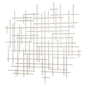 Homeroots 39" X 38" Silver  Metal Abstract Lines Hanging Dimensional Sculpture  Metal 483363
