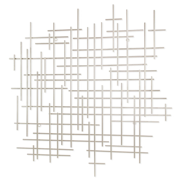 Homeroots 39" X 38" Silver  Metal Abstract Lines Hanging Dimensional Sculpture  Metal 483363