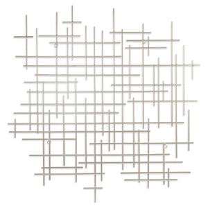 Homeroots 39" X 38" Silver  Metal Abstract Lines Hanging Dimensional Sculpture  Metal 483363