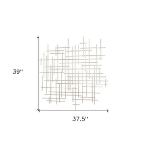 Homeroots 39" X 38" Silver  Metal Abstract Lines Hanging Dimensional Sculpture  Metal 483363