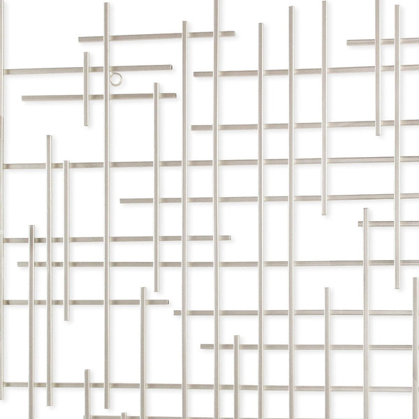 Homeroots 39" X 38" Silver  Metal Abstract Lines Hanging Dimensional Sculpture  Metal 483363