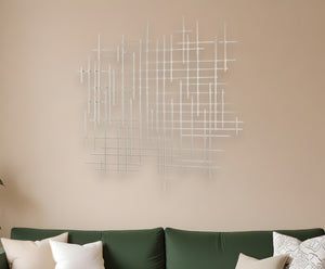 Homeroots 39" X 38" Silver  Metal Abstract Lines Hanging Dimensional Sculpture  Metal 483363