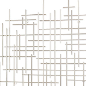 Homeroots 39" X 38" Silver  Metal Abstract Lines Hanging Dimensional Sculpture  Metal 483363