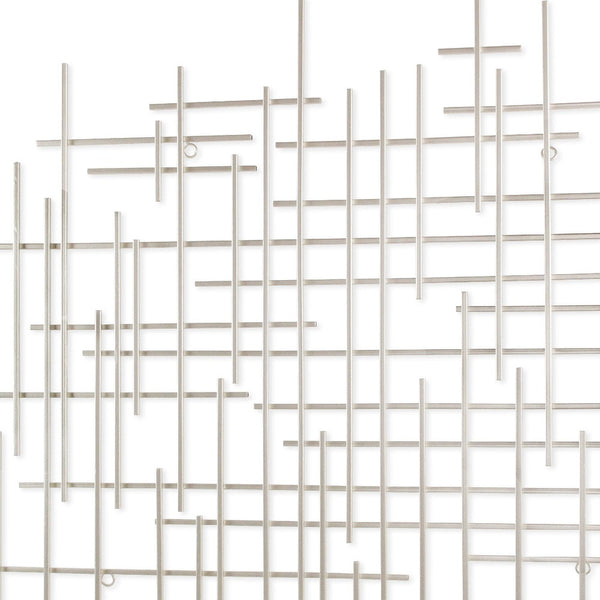 Homeroots 39" X 38" Silver  Metal Abstract Lines Hanging Dimensional Sculpture  Metal 483363