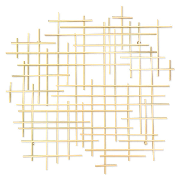 HomeRoots 31" Gold Metal Abstract Lines Wall Sculpture - Modern Handmade Art for Living Room & Lounge Decor 483365