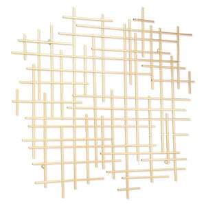 HomeRoots 31" Gold Metal Abstract Lines Wall Sculpture - Modern Handmade Art for Living Room & Lounge Decor 483365