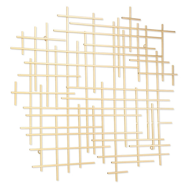 HomeRoots 31" Gold Metal Abstract Lines Wall Sculpture - Modern Handmade Art for Living Room & Lounge Decor 483365