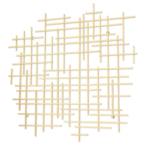 HomeRoots 31" Gold Metal Abstract Lines Wall Sculpture - Modern Handmade Art for Living Room & Lounge Decor 483365
