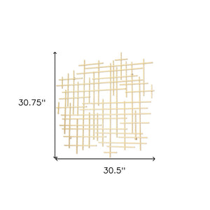 HomeRoots 31" Gold Metal Abstract Lines Wall Sculpture - Modern Handmade Art for Living Room & Lounge Decor 483365