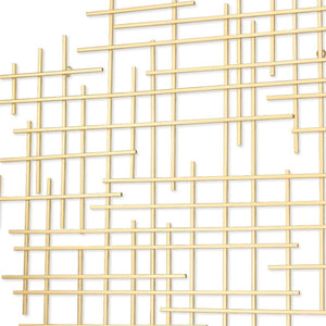 HomeRoots 31" Gold Metal Abstract Lines Wall Sculpture - Modern Handmade Art for Living Room & Lounge Decor 483365