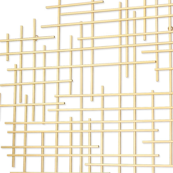 HomeRoots 31" Gold Metal Abstract Lines Wall Sculpture - Modern Handmade Art for Living Room & Lounge Decor 483365