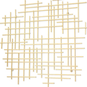 HomeRoots 31" Gold Metal Abstract Lines Wall Sculpture - Modern Handmade Art for Living Room & Lounge Decor 483365