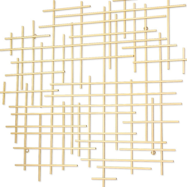 HomeRoots 31" Gold Metal Abstract Lines Wall Sculpture - Modern Handmade Art for Living Room & Lounge Decor 483365