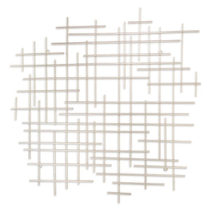 HomeRoots 31" Silver Metal Abstract Lines Wall Sculpture – Handmade Modern Art for Contemporary Interiors 483366
