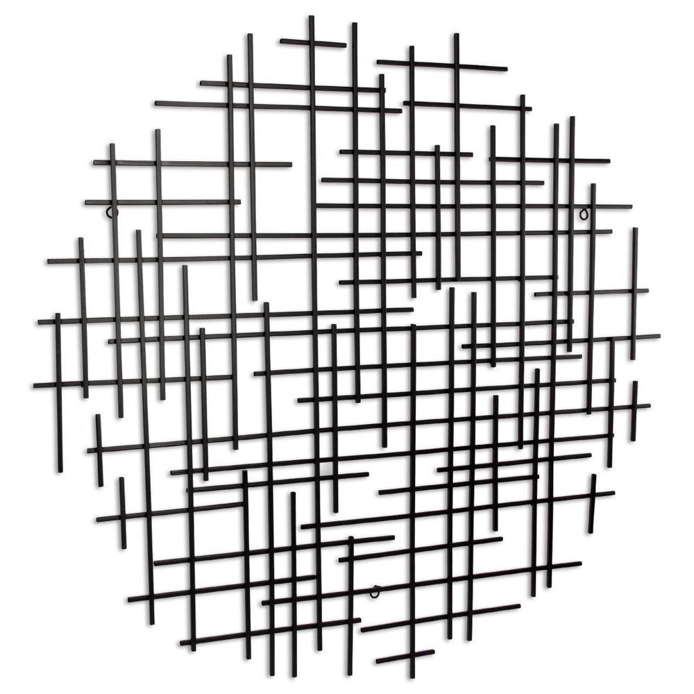 HomeRoots 37" Black Metal Abstract Lines Wall Sculpture – Bold Contemporary Art for Living Spaces & More 483367