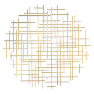 HomeRoots 37" Gold Metal Abstract Lines Sculpture - Modern Dimensional Wall Art for Living Room & Bedroom Decor 483368