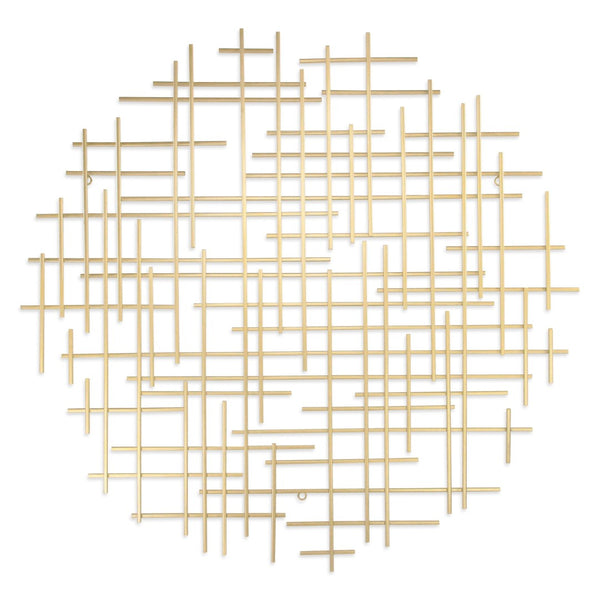 HomeRoots 37" Gold Metal Abstract Lines Sculpture - Modern Dimensional Wall Art for Living Room & Bedroom Decor 483368