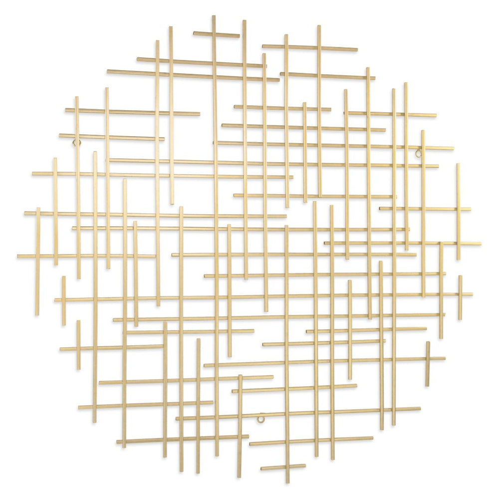 HomeRoots 37" Gold Metal Abstract Lines Sculpture - Modern Dimensional Wall Art for Living Room & Bedroom Decor 483368