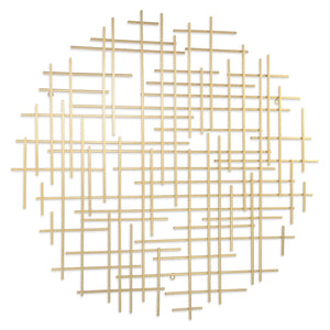 HomeRoots 37" Gold Metal Abstract Lines Sculpture - Modern Dimensional Wall Art for Living Room & Bedroom Decor 483368