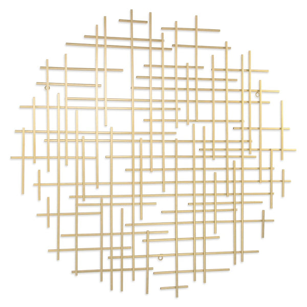HomeRoots 37" Gold Metal Abstract Lines Sculpture - Modern Dimensional Wall Art for Living Room & Bedroom Decor 483368
