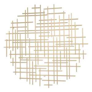 HomeRoots 37" Gold Metal Abstract Lines Sculpture - Modern Dimensional Wall Art for Living Room & Bedroom Decor 483368