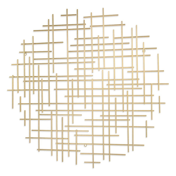 HomeRoots 37" Gold Metal Abstract Lines Sculpture - Modern Dimensional Wall Art for Living Room & Bedroom Decor 483368