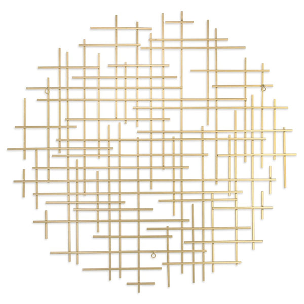HomeRoots 37" Gold Metal Abstract Lines Sculpture - Modern Dimensional Wall Art for Living Room & Bedroom Decor 483368