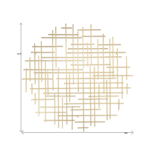 HomeRoots 37" Gold Metal Abstract Lines Sculpture - Modern Dimensional Wall Art for Living Room & Bedroom Decor 483368