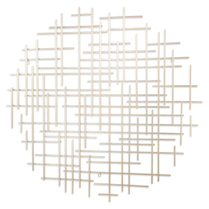 HomeRoots 37" Silver Metal Abstract Lines Round Wall Sculpture - Modern Geometric Art for Stylish Interiors 483369
