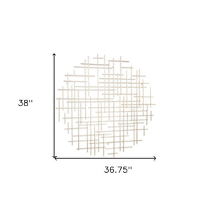 HomeRoots 37" Silver Metal Abstract Lines Round Wall Sculpture - Modern Geometric Art for Stylish Interiors 483369